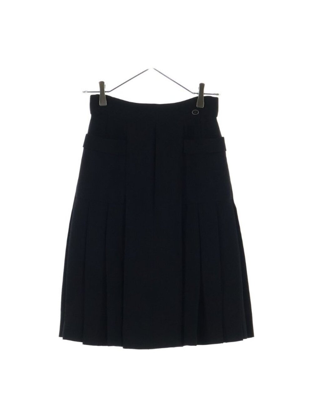 Chanel Flare Skirt Pleated Silk Black